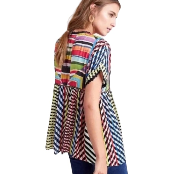 Anthropologie Conditions Apply Kynsa Embroidered Babydoll Tunic Top - S - Picture 3 of 16